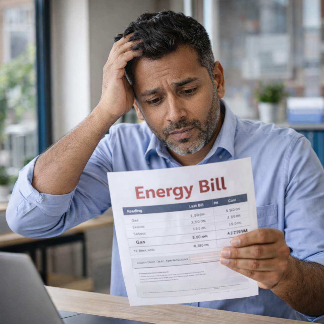 Person reviewing energy bill